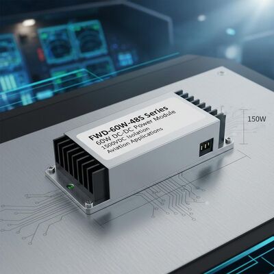 18 to 75 VDC Input 31 Gram 60 Watt DC DC Power Module Offering 1500 VDC Isolation Ultra Compact Size Suitable for Aviation Applications