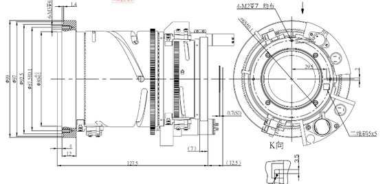 FWD-0326-0R 25-75mm EFL LWIR Lensa Zoom Motorized dengan Panjang Gelombang 8-12 μm dan Fokus Listrik