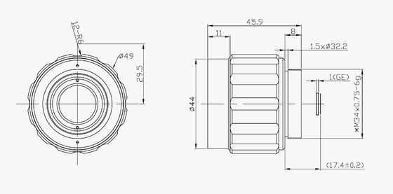 FWD-35 35mm EFL LWIR Motorized Zoom Lens dengan Panjang Gelombang 8-12μm dan Desain Athermalized