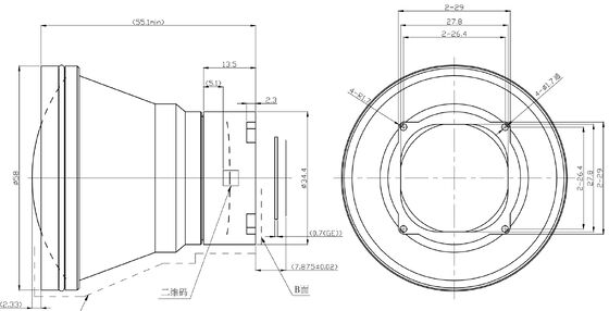 FWD-55 55mm F1.1 1280×1024@12μm LWIR Motorized Zoom Lens   Series Chalcogenide untuk Pencitraan Termal