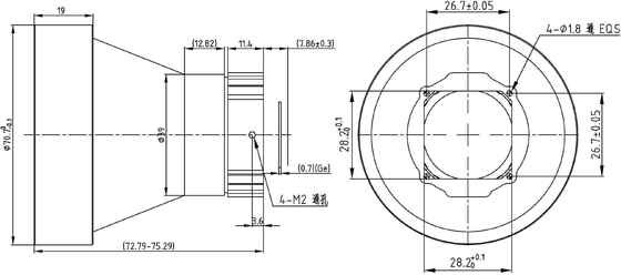 FWD-75 75mm F1.2 1280×1024@12μm LWIR Motorized Zoom Lens dengan Panjang Gelombang 8-12 μm untuk Pencitraan Termal